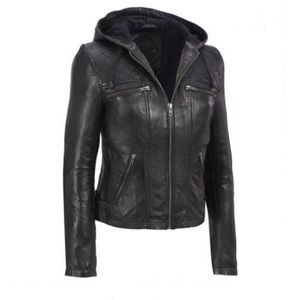 Hooded, Wilson’s Leather Moto Jacket